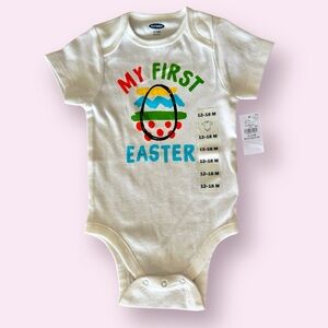 Old Navy White 'My First Easter' Baby Onesie